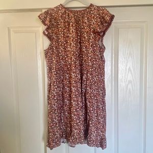 Super Cute! Wild Fable Floral Dress in Reddish Brown and White
